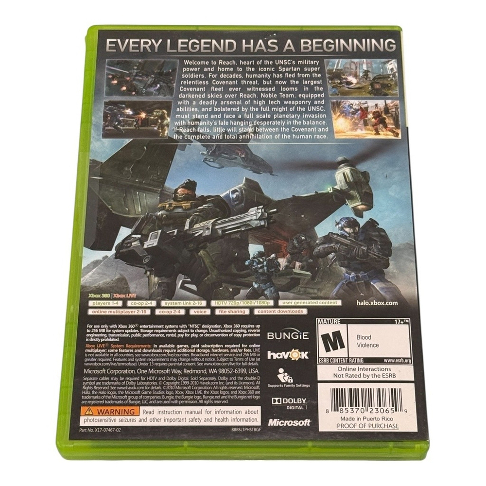 Halo Reach Xbox 360 Complete CIB Microsoft Bungie Shooter Video Game Tested - Picture 10 of 10